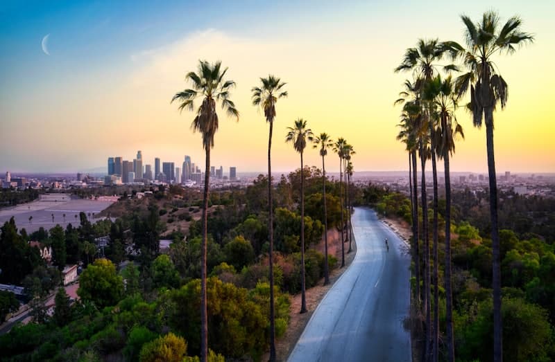 Los Angeles skyline at sunset